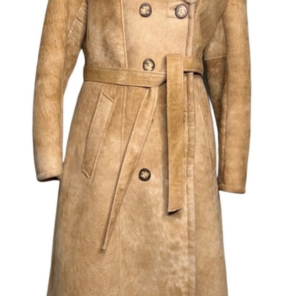 Vintage 70s The Shearling Market NYC Long Coat Double Breasted size small - Picture 3 of 12
